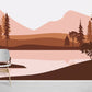 wallpaper mural with a silhouette of a pine forest