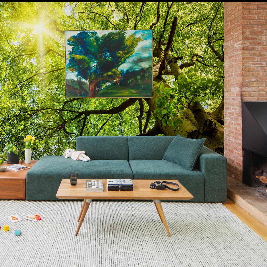 Sunshine in Branches Living Room Wallpaper Decoration Idea