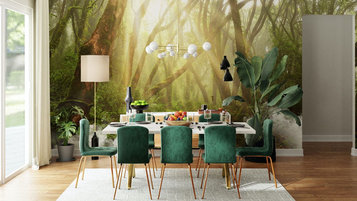 Deep forest custom wall mural art design for dining room