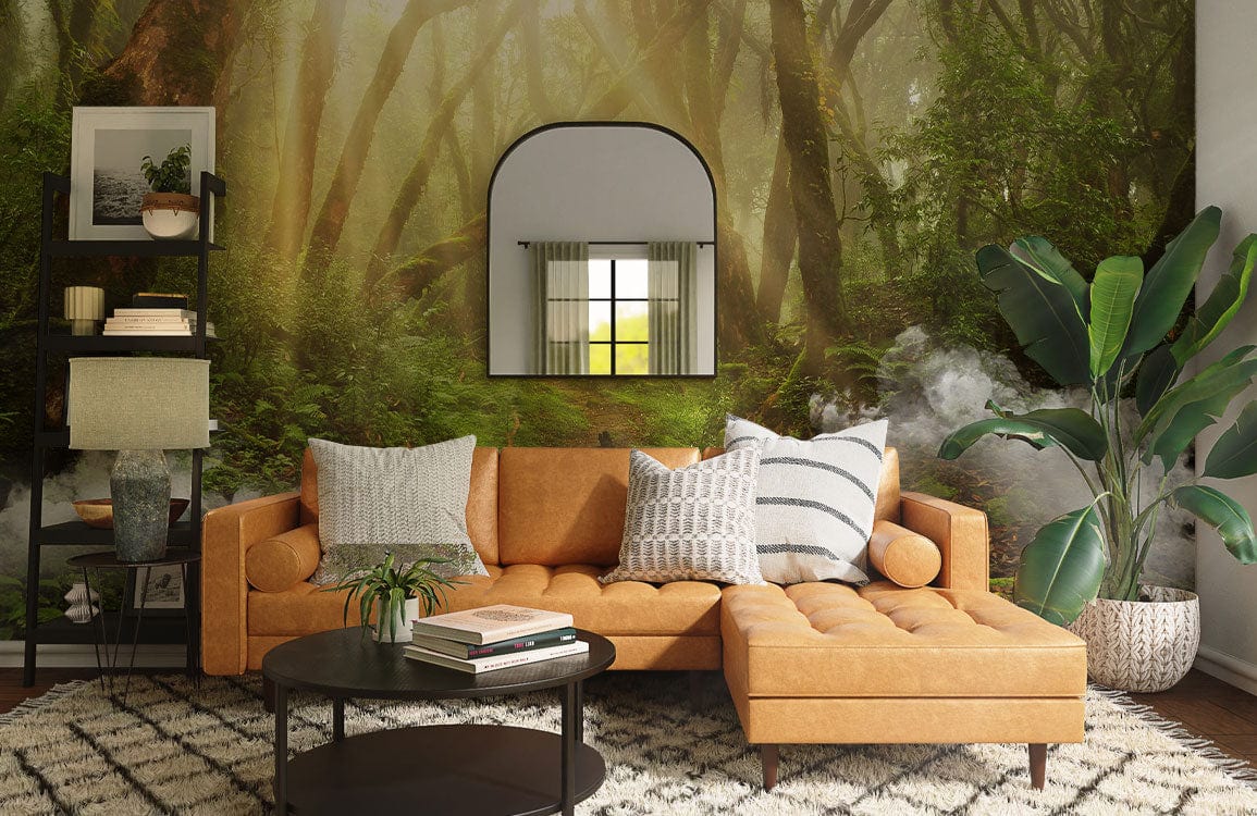 forest sunshine living room wall mural design