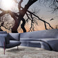Sunshine through twigs living room mural