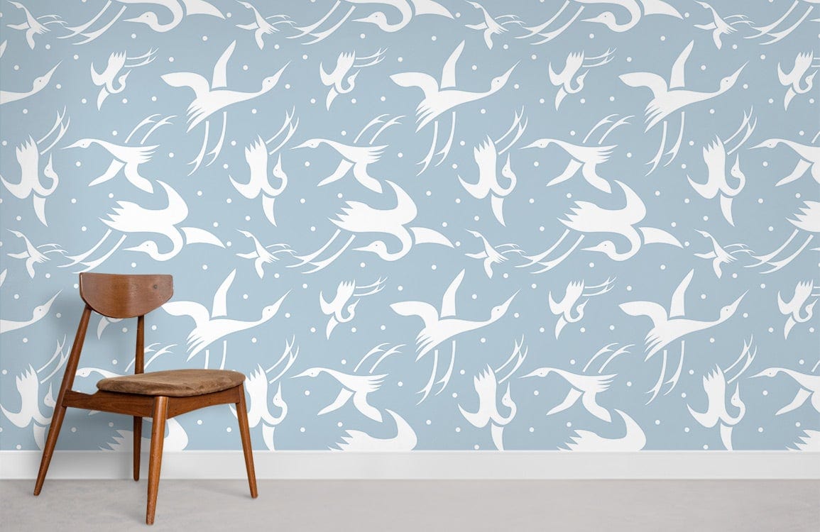 Swan Pattern Wall Mural Home Decor