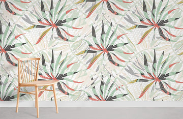Tropical Botanical Geometric Wallpaper Mural