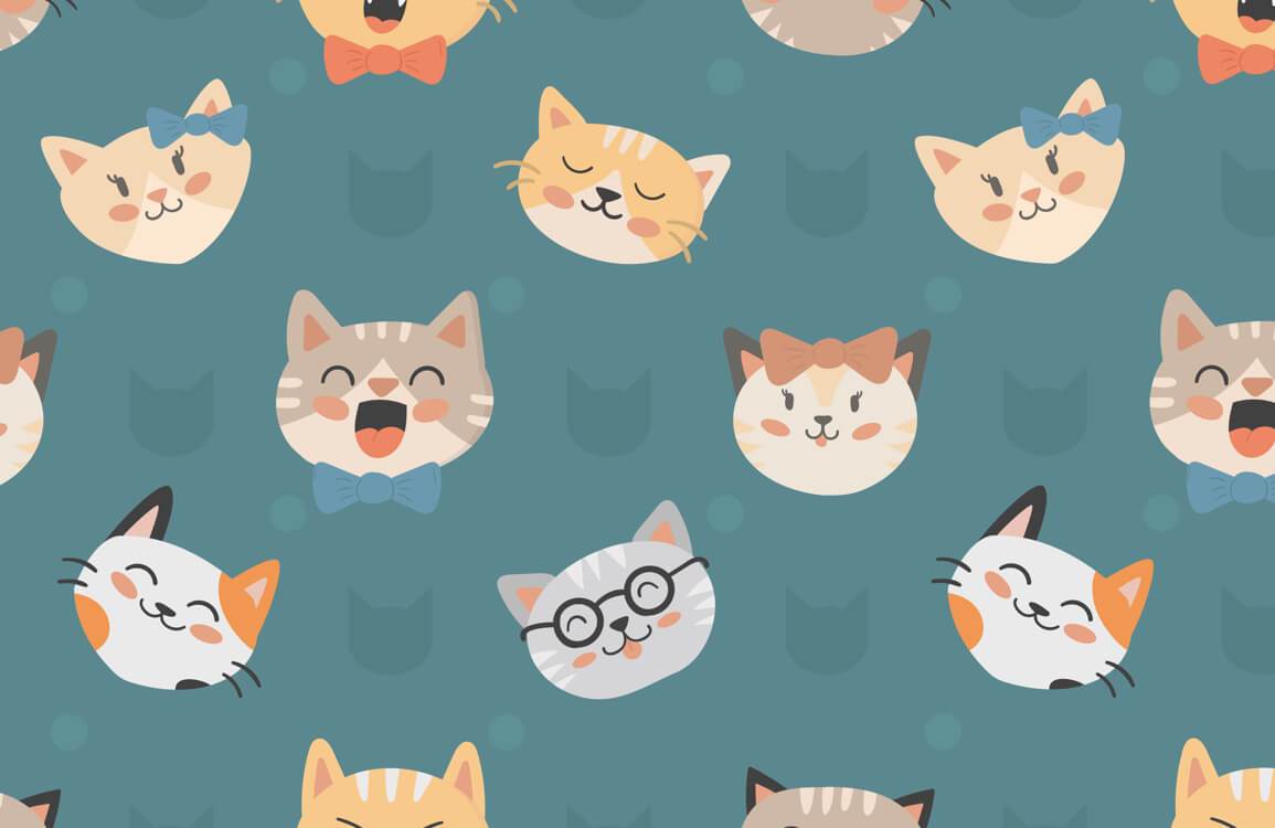 Papier peint mural motif de dessin animé de chat mignon