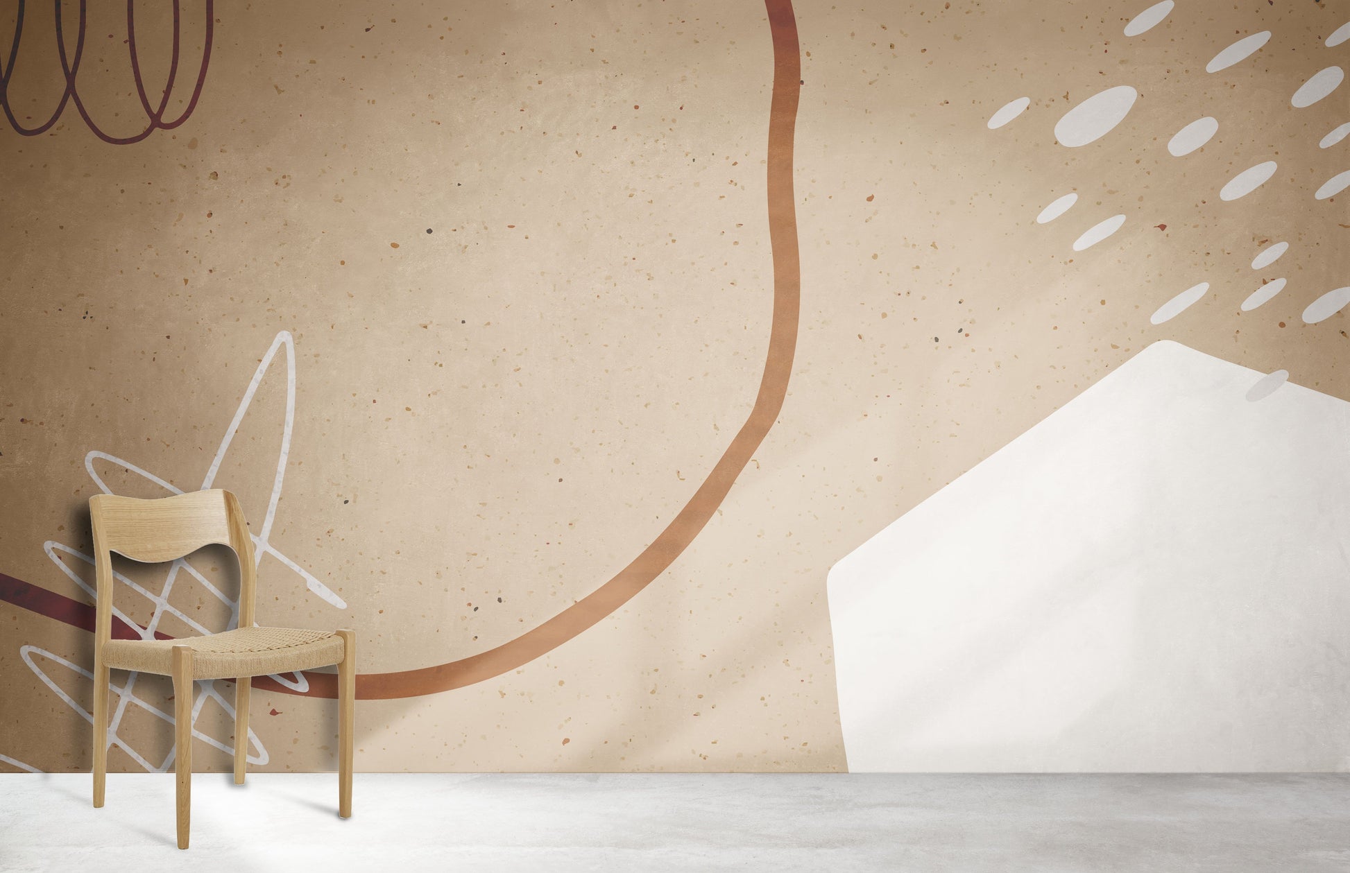 Wallpaper mural with a brown abstract pattern for use as home decor