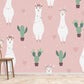 Wallpaper mural of sweet sheep for use in a child's room