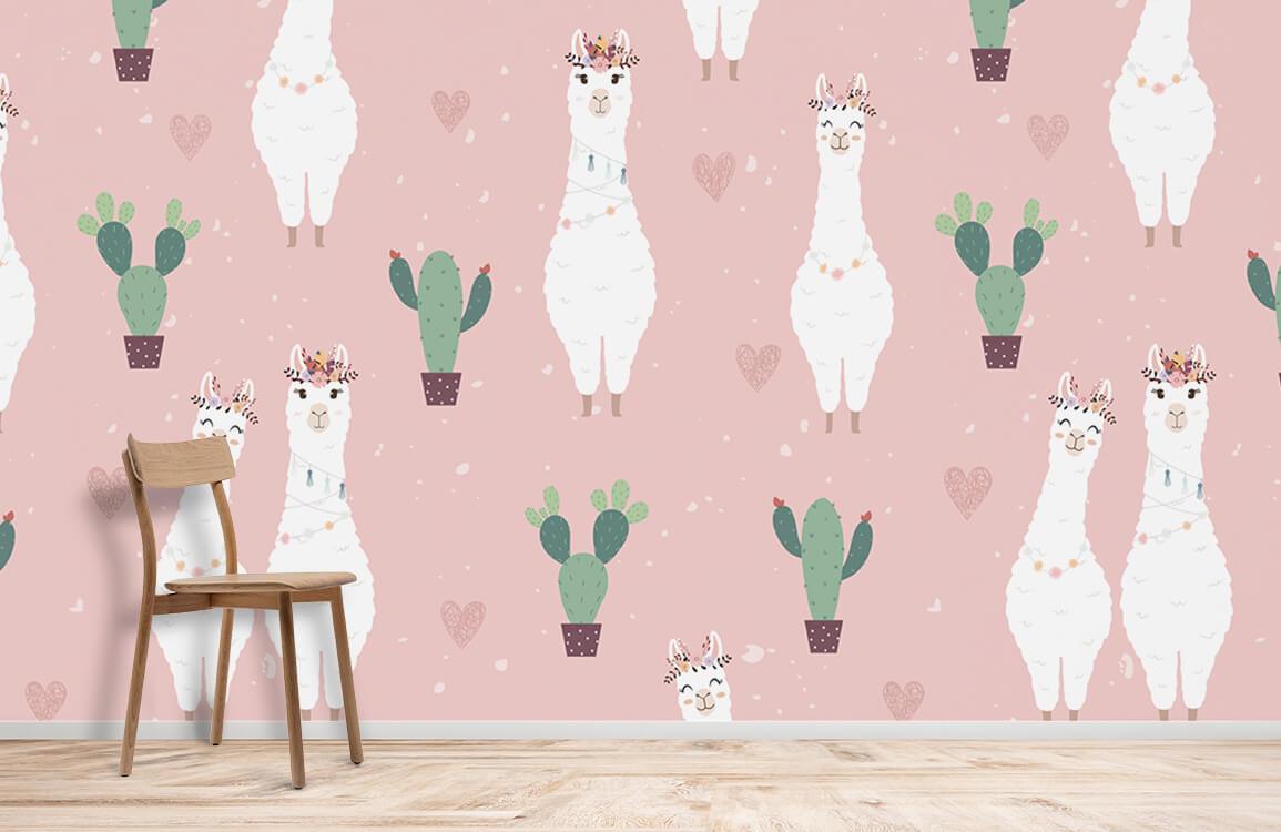 Wallpaper mural of sweet sheep for use in a child's room