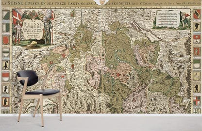 Vintage Map Antique World Mural Wallpaper in office