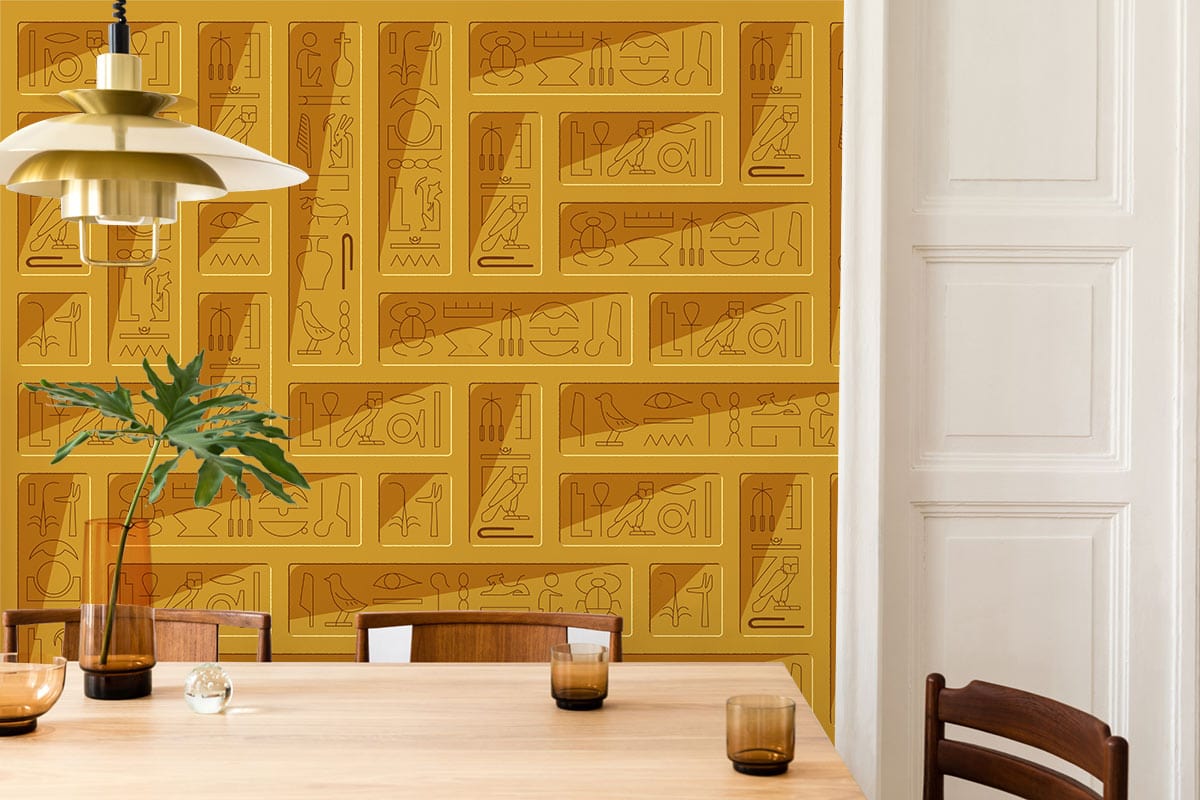 Symbols Rectangle Pattern Yellow Wallpaper Custom Design