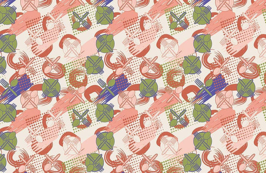 Abstract Geometric Playful Shapes Mural Wallpaper