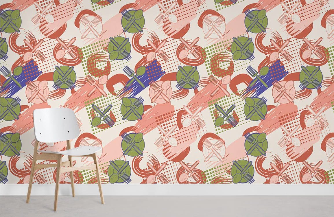 Tableware Pattern Wallpaper Mural