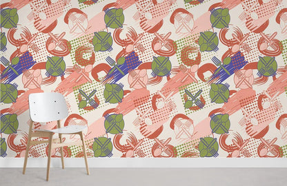 Abstract Geometric Playful Shapes Mural Wallpaper