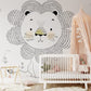 A wallpaper mural of a lion that is left unpainted would look great in a nursery.