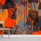 Textile Orange Pattern Abstract Wallpaper Room