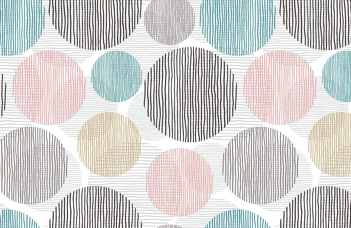 Geometric Abstract Circle Pattern Mural Wallpaper