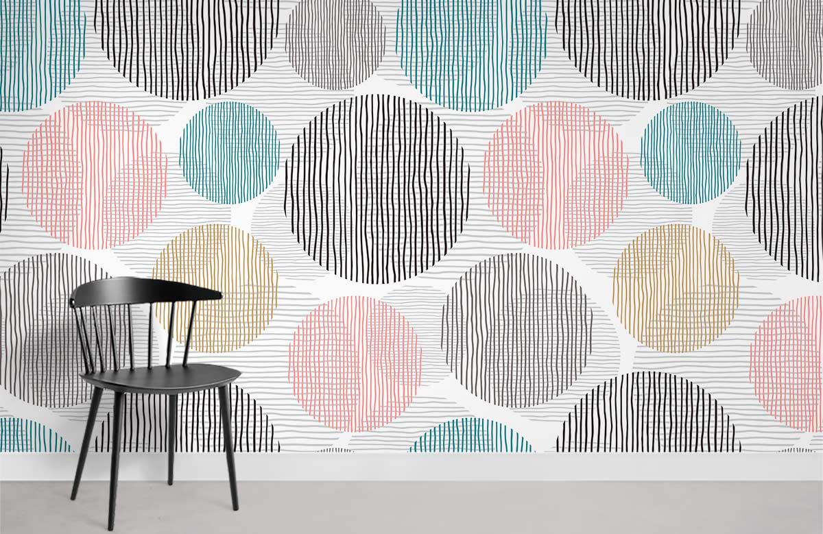 Geometric Abstract Circle Pattern Mural Wallpaper