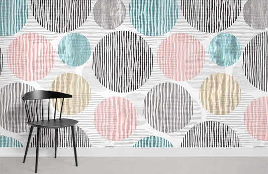 Geometric Abstract Circle Pattern Mural Wallpaper