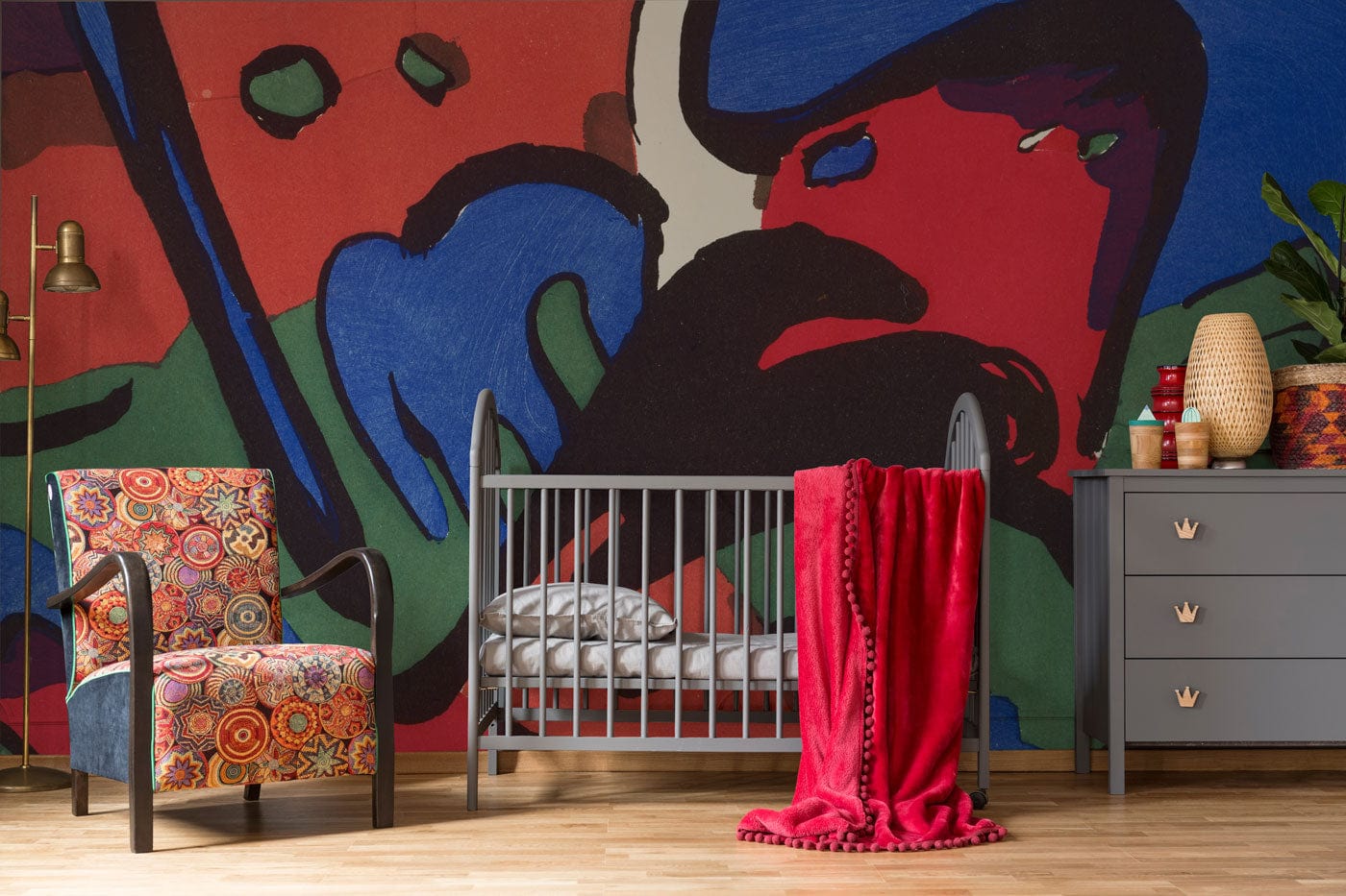 abstract wallpaper mural nursery interor design