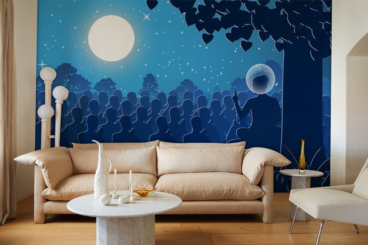 Buddha Teaching Mural Wallpaper Custom Design