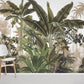 Home Decoration Featuring a Wall Mural Depicting a Tropical Forest