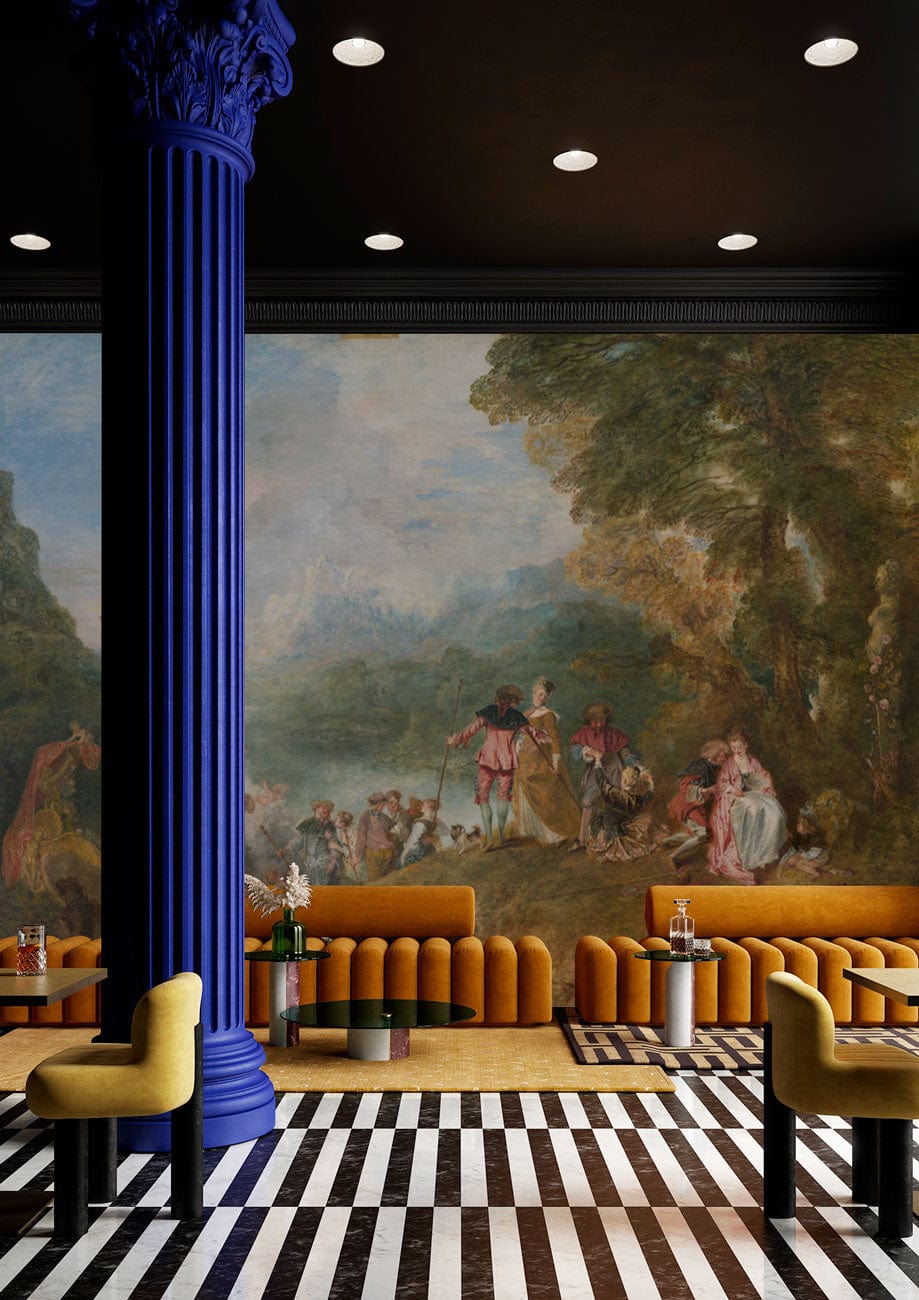 Vintage Pastoral Scene Art Mural Wallpaper