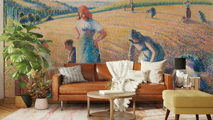 Vintage Pastoral Landscape Wall Mural in living room