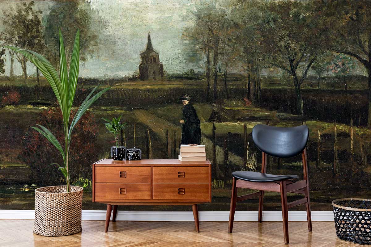 countryside Garden oil painting Mural Wallpaper for hallway