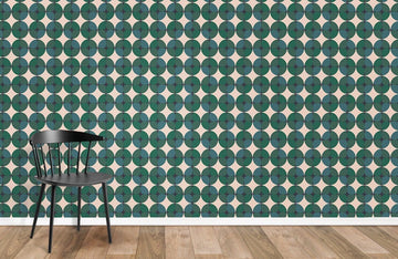 Papier Peint Panoramique à Motif de Cercles Verts