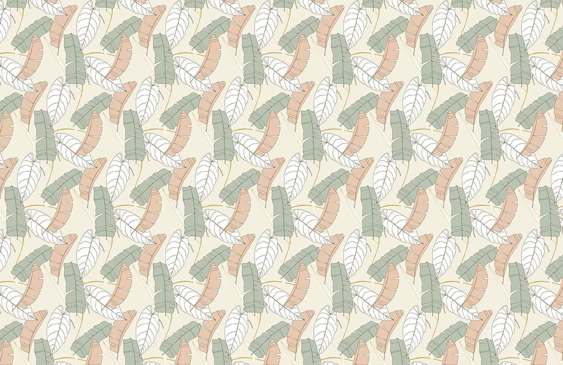 Banana Leaf Pattern Beige Mural Wallpaper