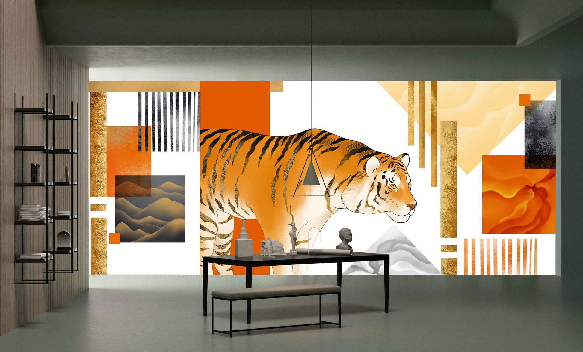 Tiger Animal Wallpaper Mural for Use as a Decoration in the Hallway