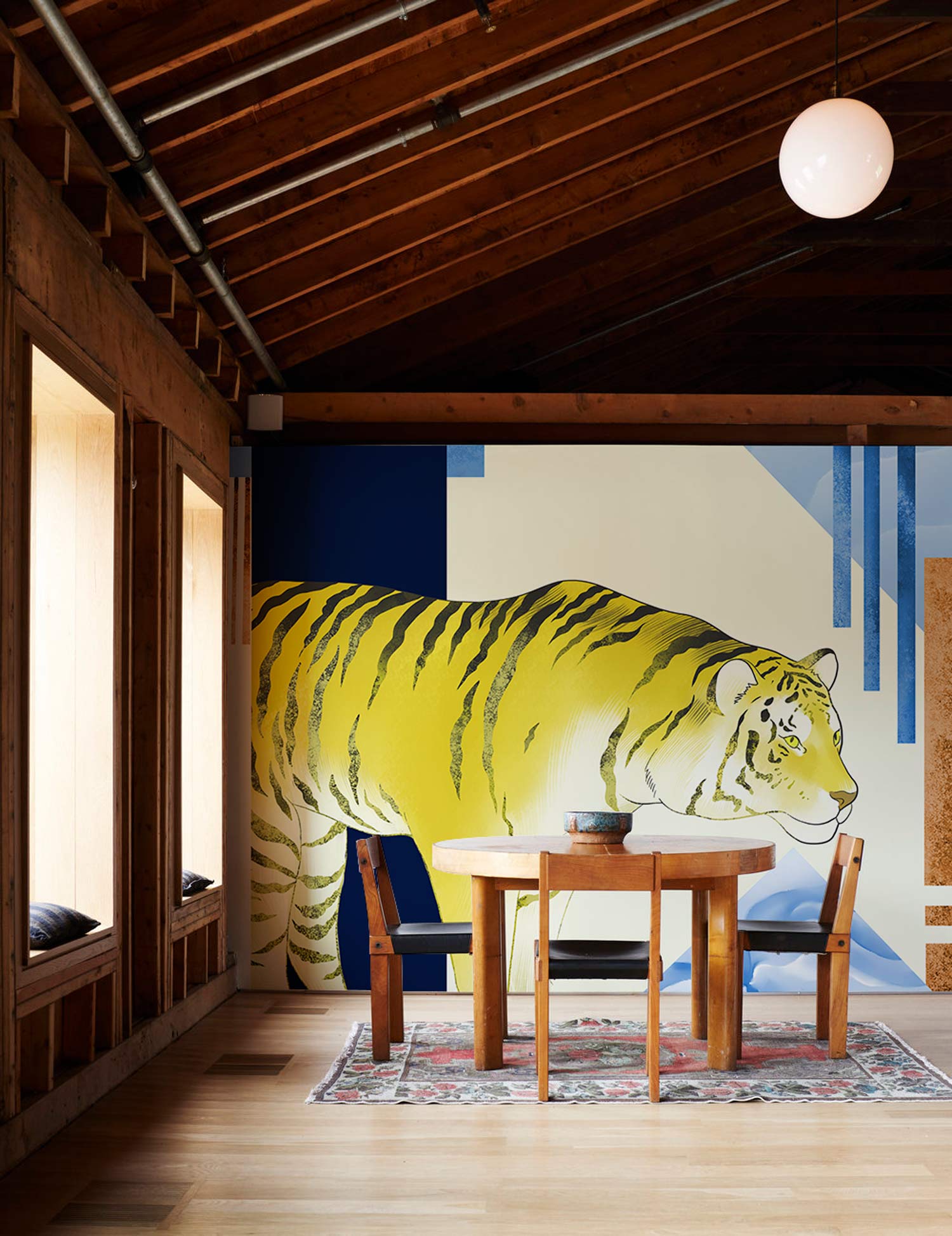 Living and Dining Room Decorations Featuring a Tiger Animal Wallpaper Mural