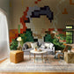 Decorate your living room with this tile marble cartoon wallpaper mural.