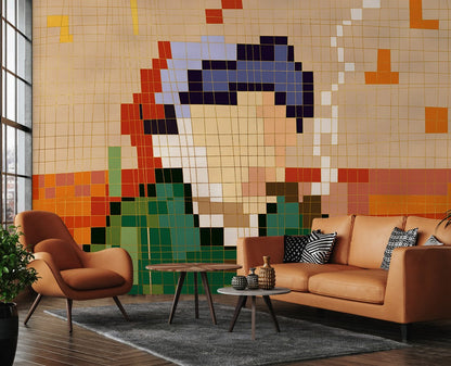 Tile Marble Cartoon Wallpaper Mural for the Decoration of the Living Room