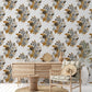 Wallpaper mural with tiny grey bouquets, perfect for use as room decor.
