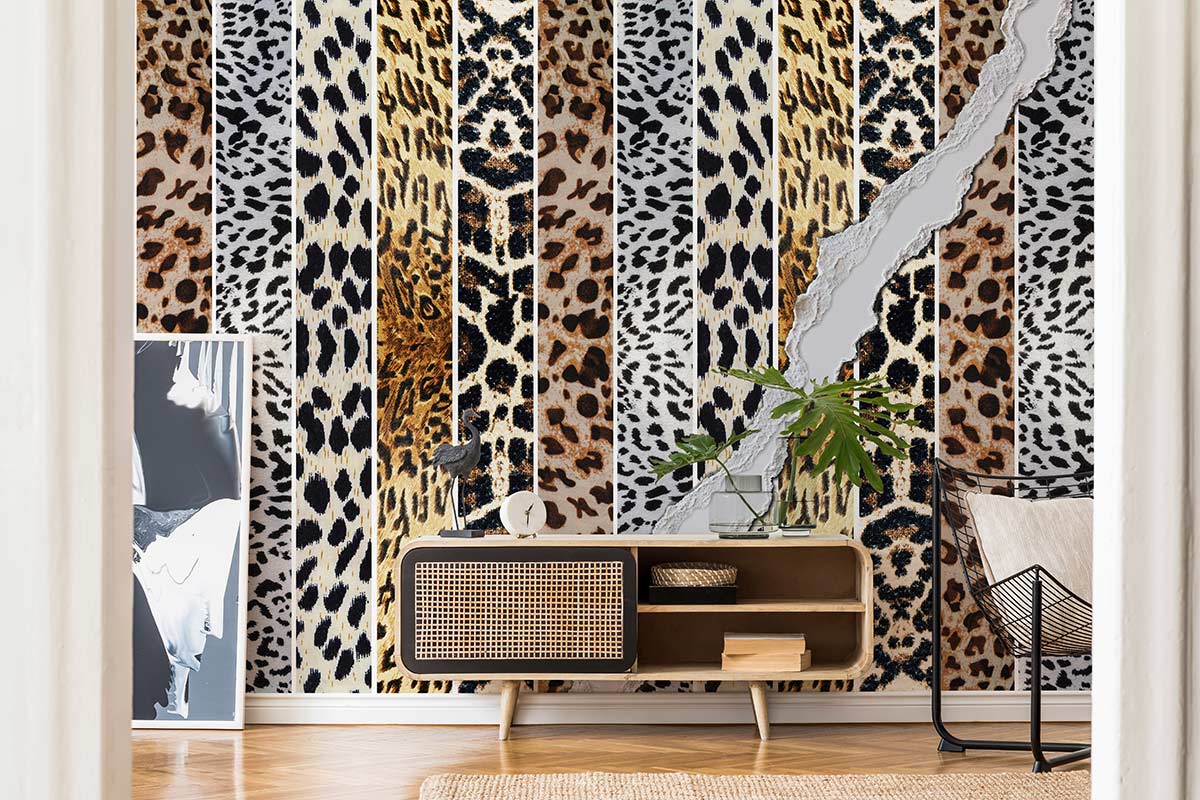 wallpaper mural with a unique array of animal furs, perfect for use in interior home d��cor