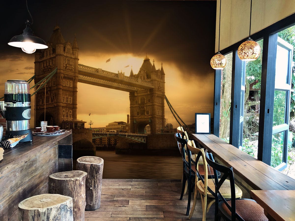 Tower Bridge Scenery Wallpaper Mural for Use as Décor in the Dining Room