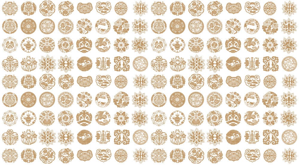 Gold Medallion Patterned Mural Wallpaper