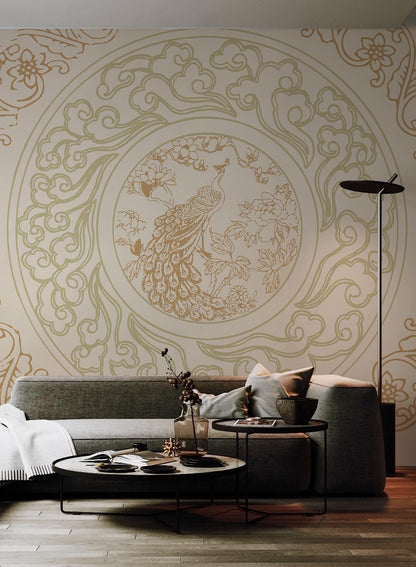 custom peacock pattern animal wallpaper mural for wall decor