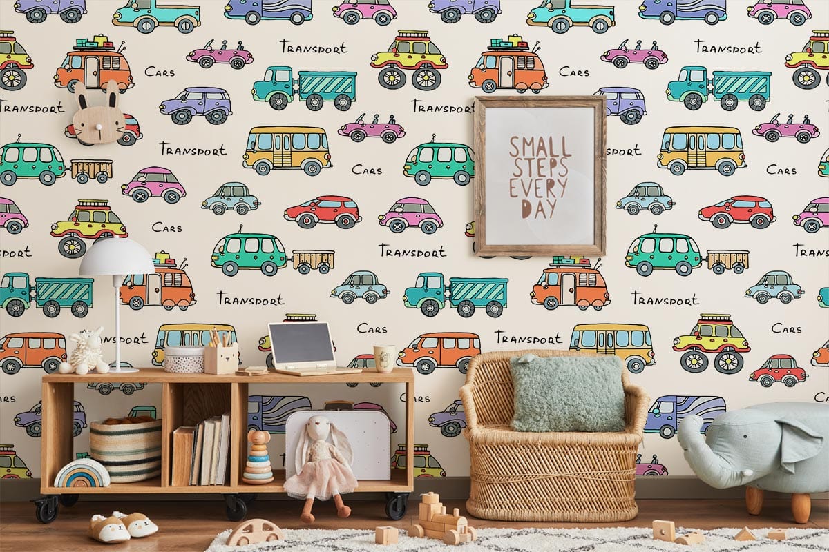 Transport Cars Custom Wallpaper For Children's Room