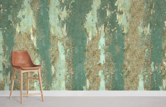 Rustic Teal Birch Tree Mural Wallpaper