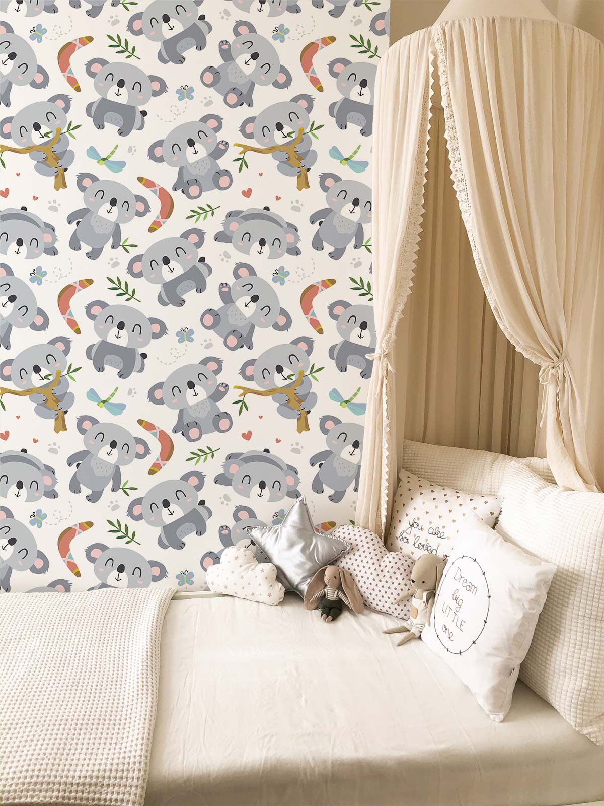 Tree & Koala Animal Pattern Wallpaper For Kid's Room
