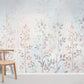 Wallpaper mural with pastel small trees for use as home d��cor.