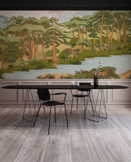 Serene Forest Landscape Scenic Wall Mural | Ever Wallpaper