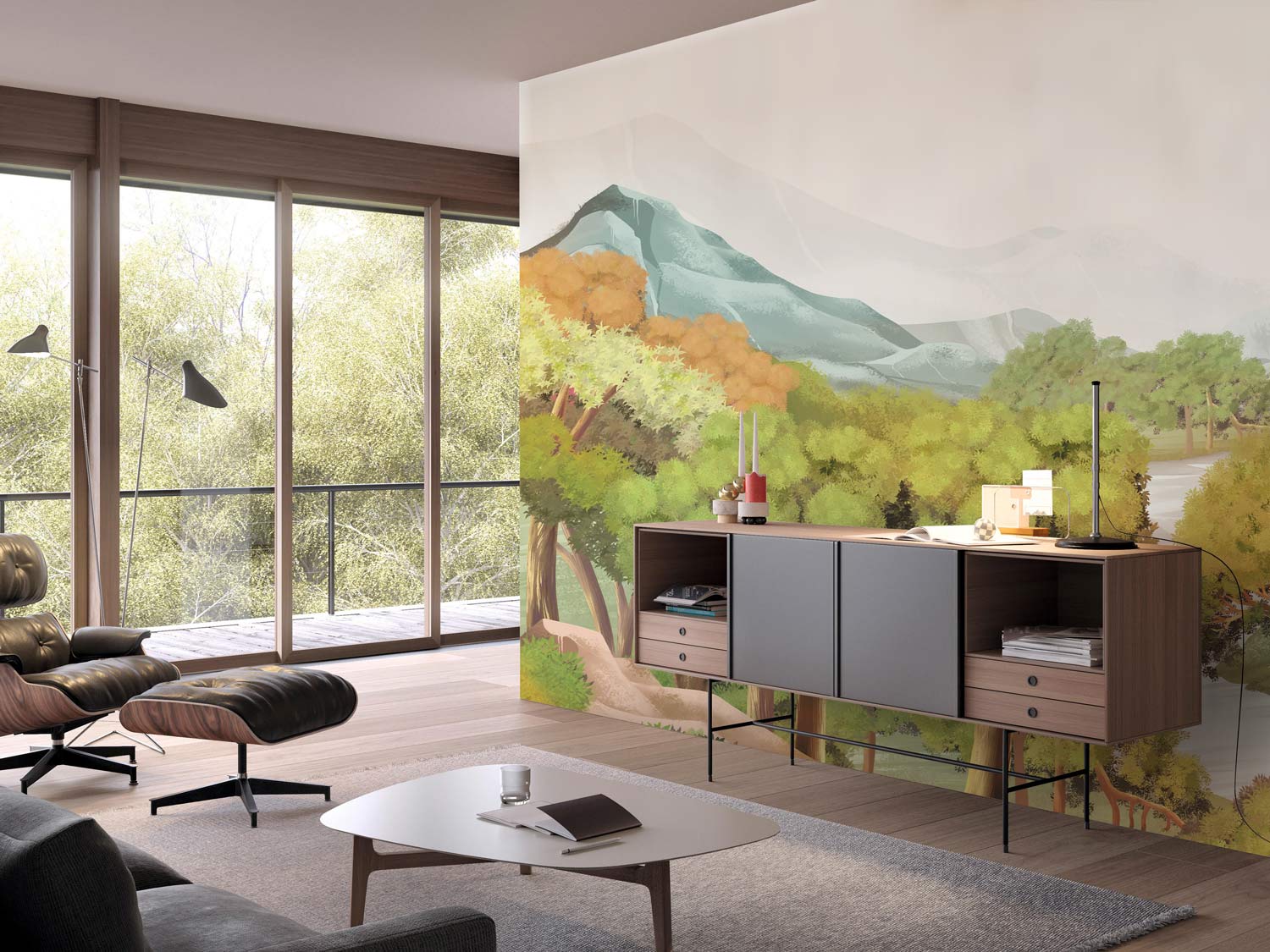 Forest Valley Wallpaper Mural Living Room