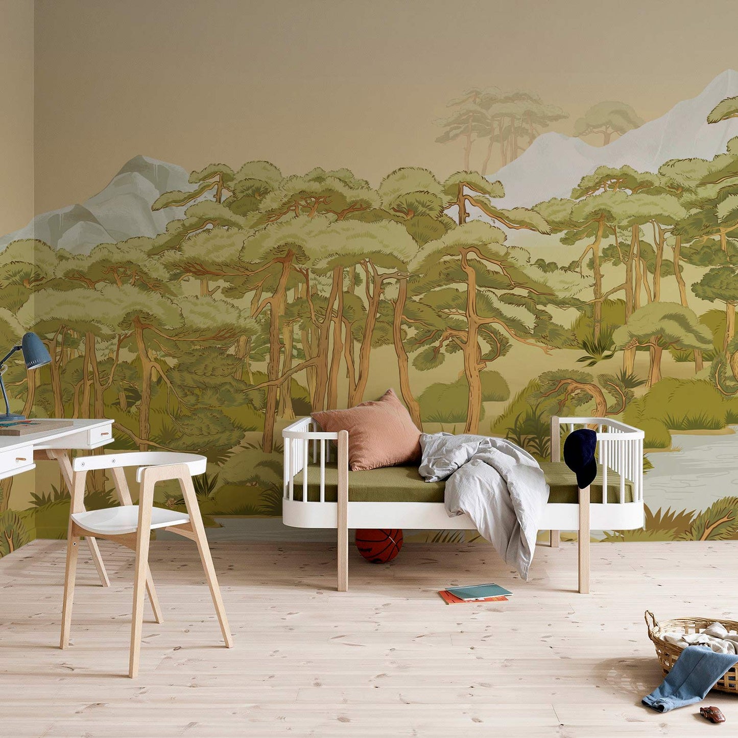 Sketch Jungle Landscape Wallpaper For Nursery Room