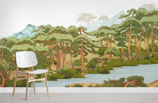 Sketch Jungle Wallpaper Mural Room Decoration Idea