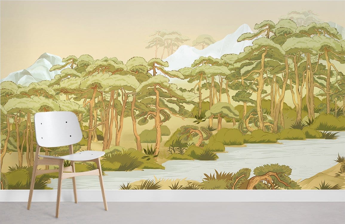 Sketch Jungle Wallpaper Mural Room Decoration Idea