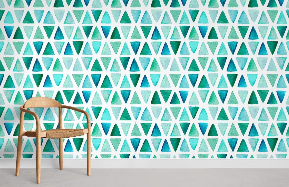 Triangular Tile Green Wallpaper Room