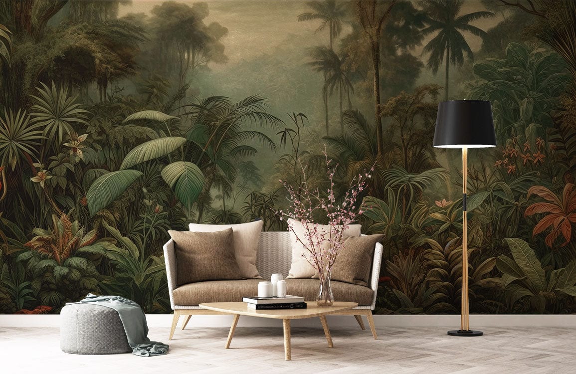 tropical jungle wallpaper mural for living room decor