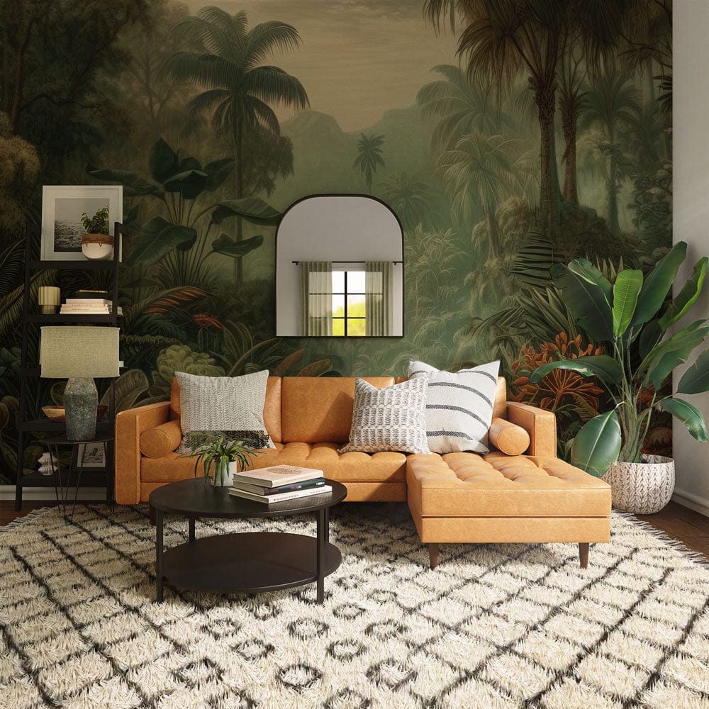 rain jungle wallpaper mural for interior room decor